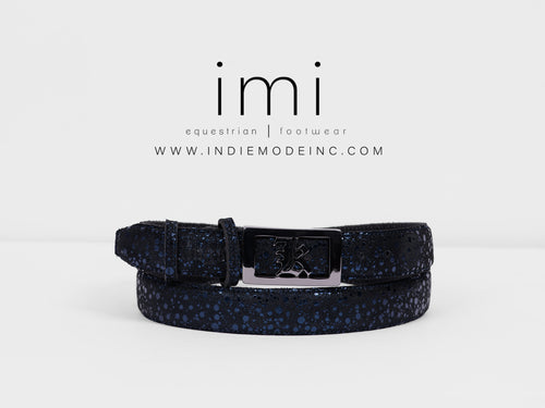 Kingsley Logo Belt 185 Blue Shiny Dots/Black Chrome