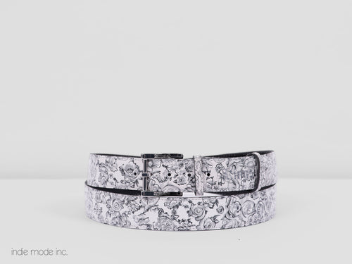 Kingsley Belt 384 Off White Roses/Silver